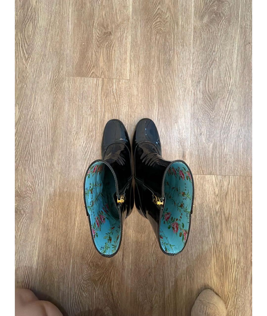 GUCCI Черные ботильоны из лакированной кожи, фото 3