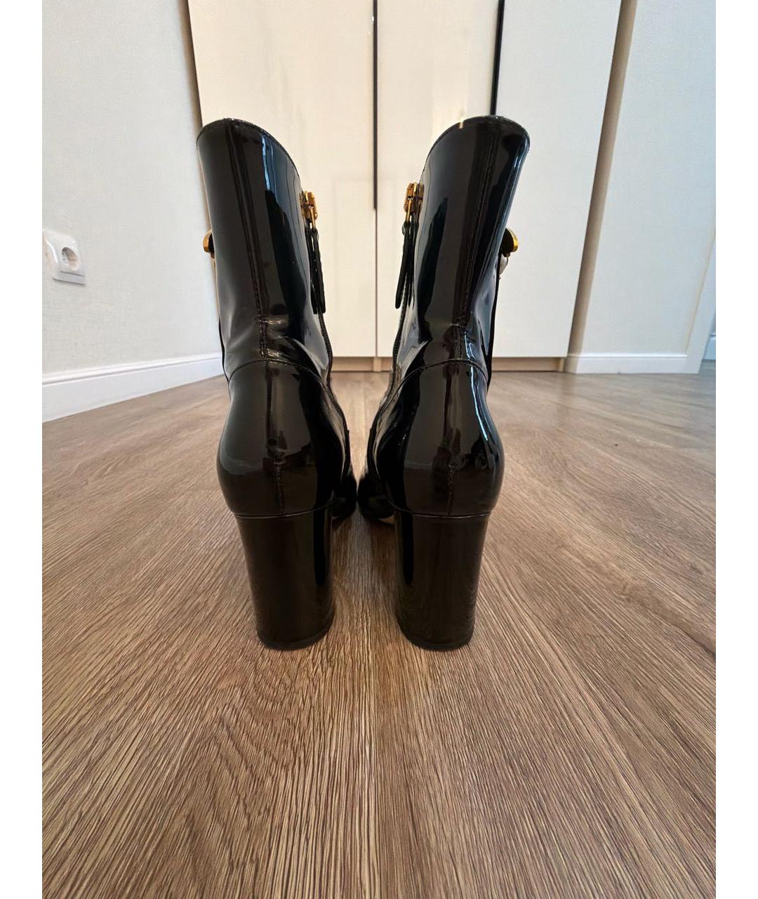 GUCCI Черные ботильоны из лакированной кожи, фото 4