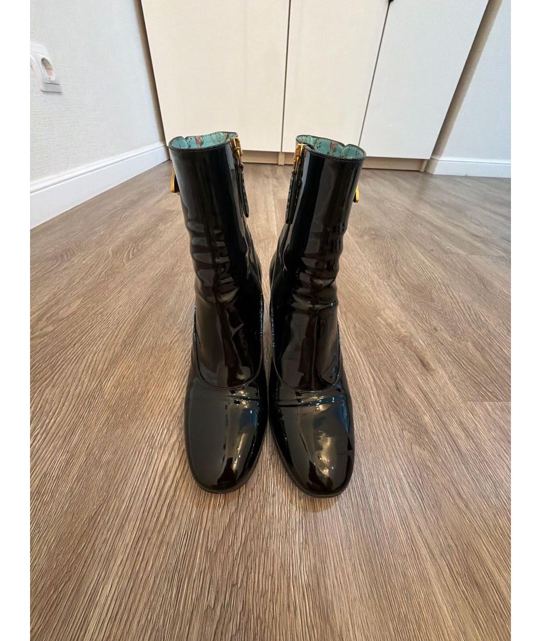 GUCCI Черные ботильоны из лакированной кожи, фото 2