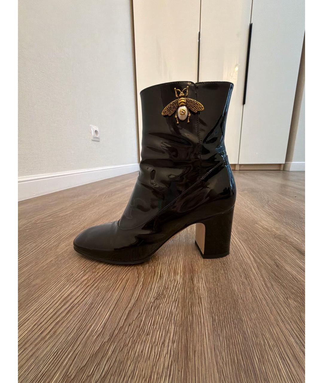 GUCCI Черные ботильоны из лакированной кожи, фото 9