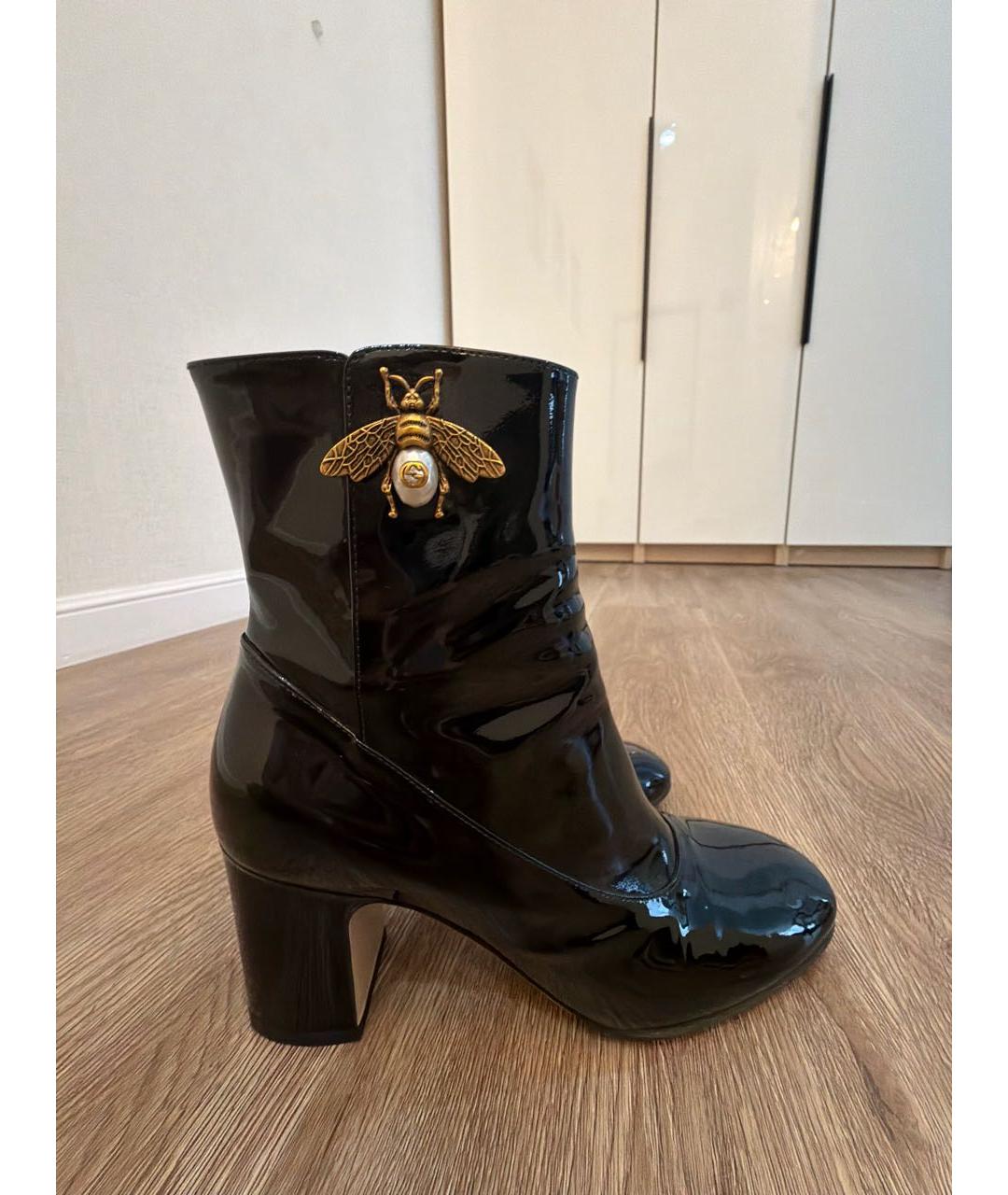 GUCCI Черные ботильоны из лакированной кожи, фото 5