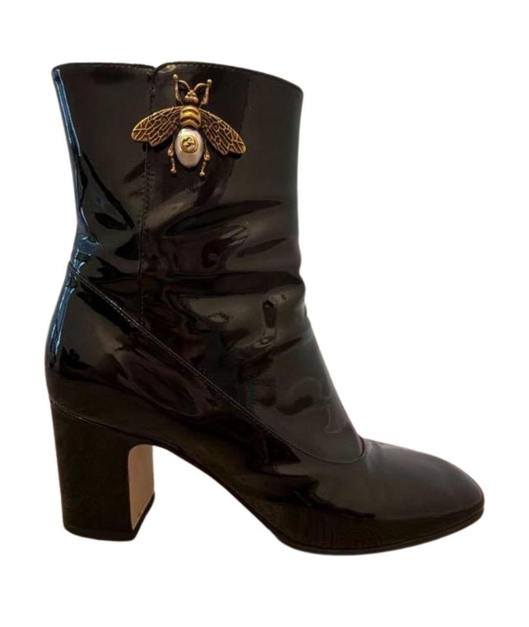 GUCCI Черные ботильоны из лакированной кожи, фото 1