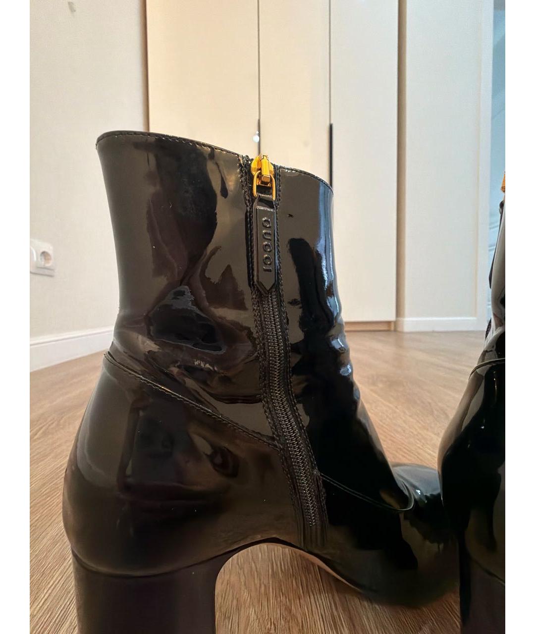 GUCCI Черные ботильоны из лакированной кожи, фото 6