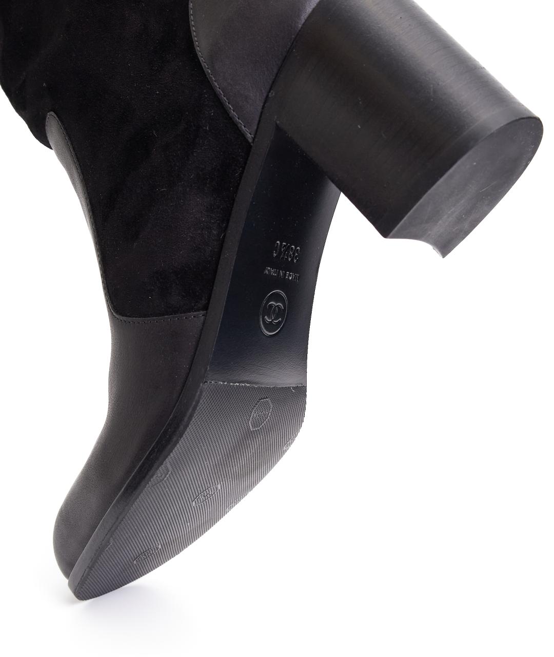 CHANEL Черные кожаные сапоги, фото 6