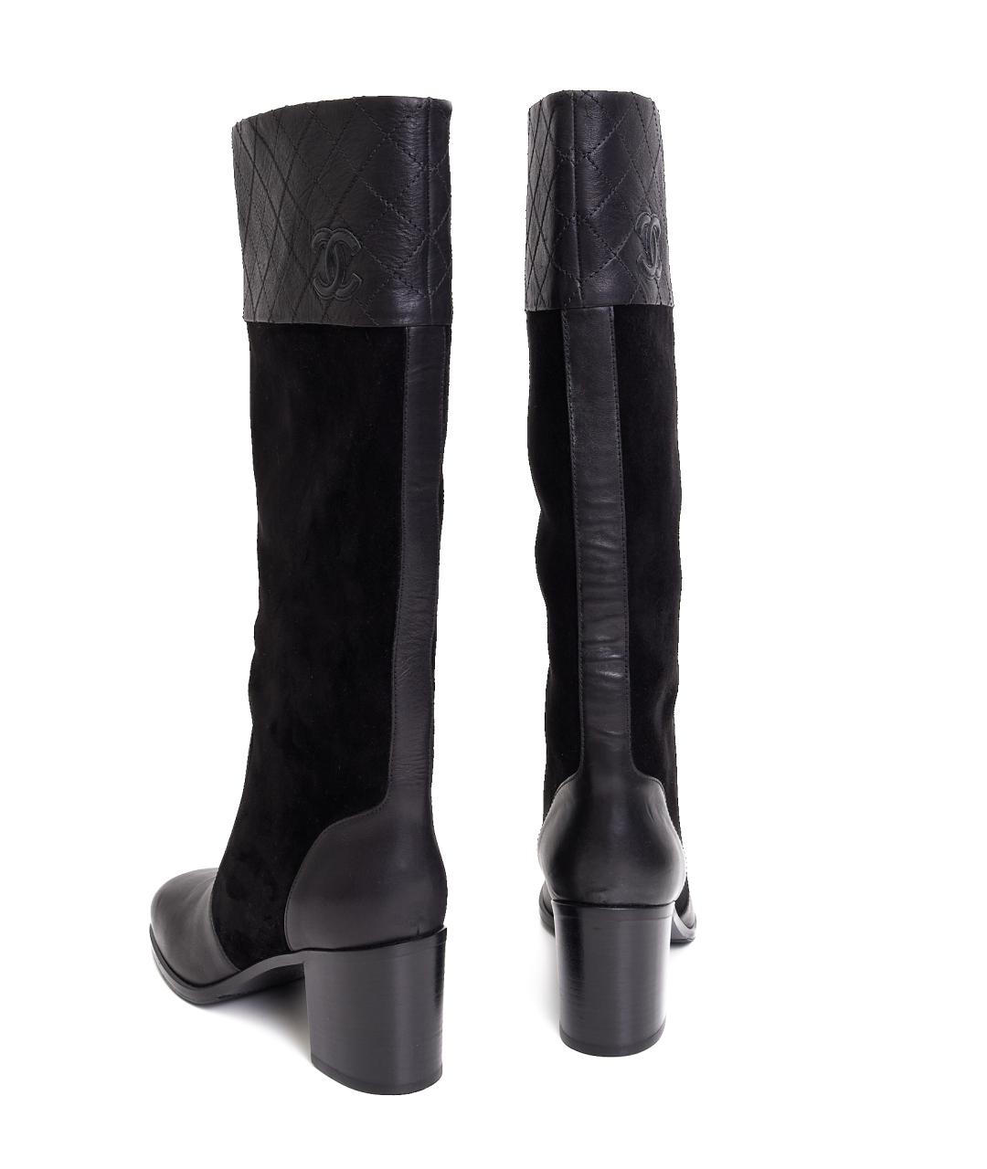 CHANEL Черные кожаные сапоги, фото 3
