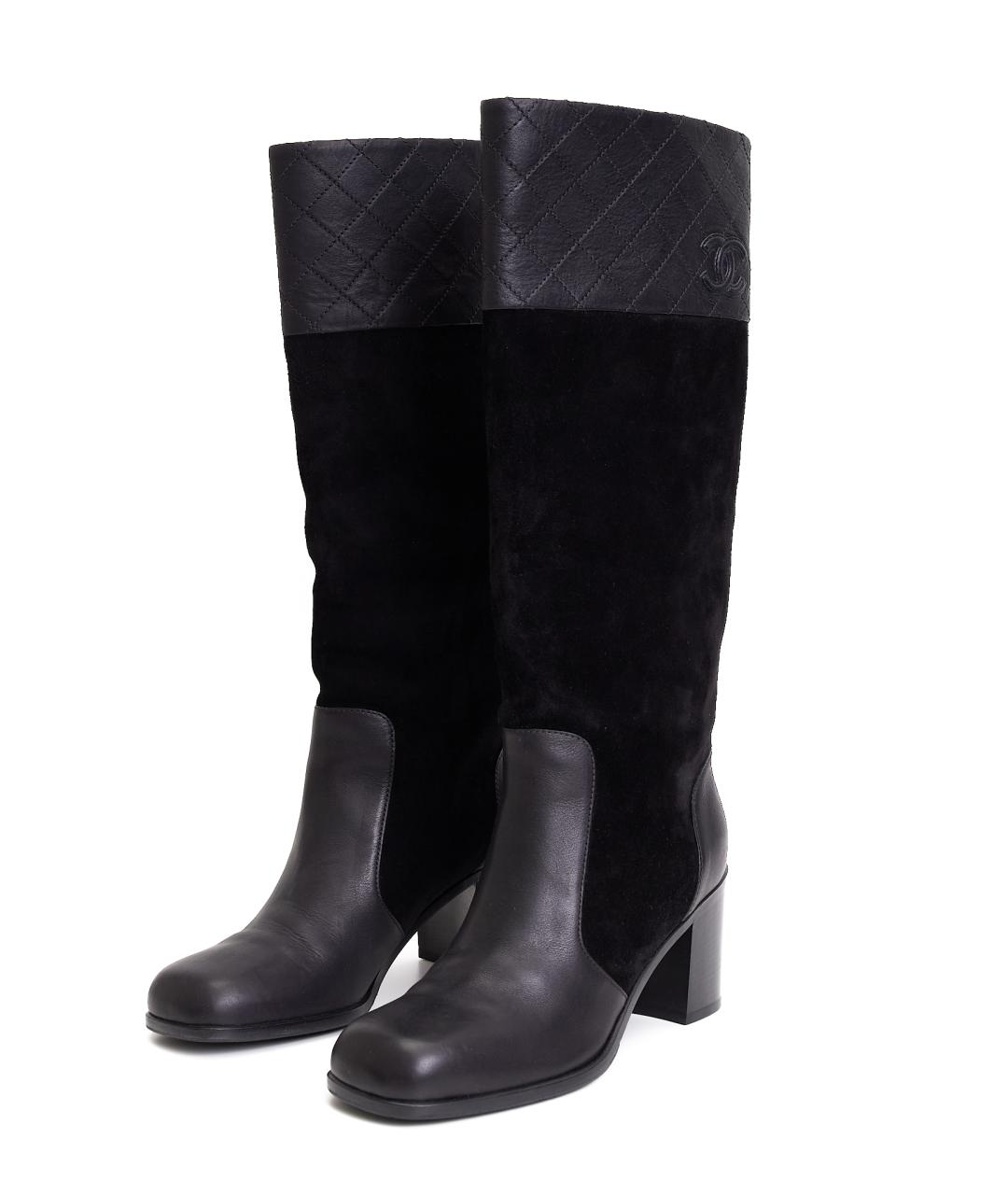CHANEL Черные кожаные сапоги, фото 2