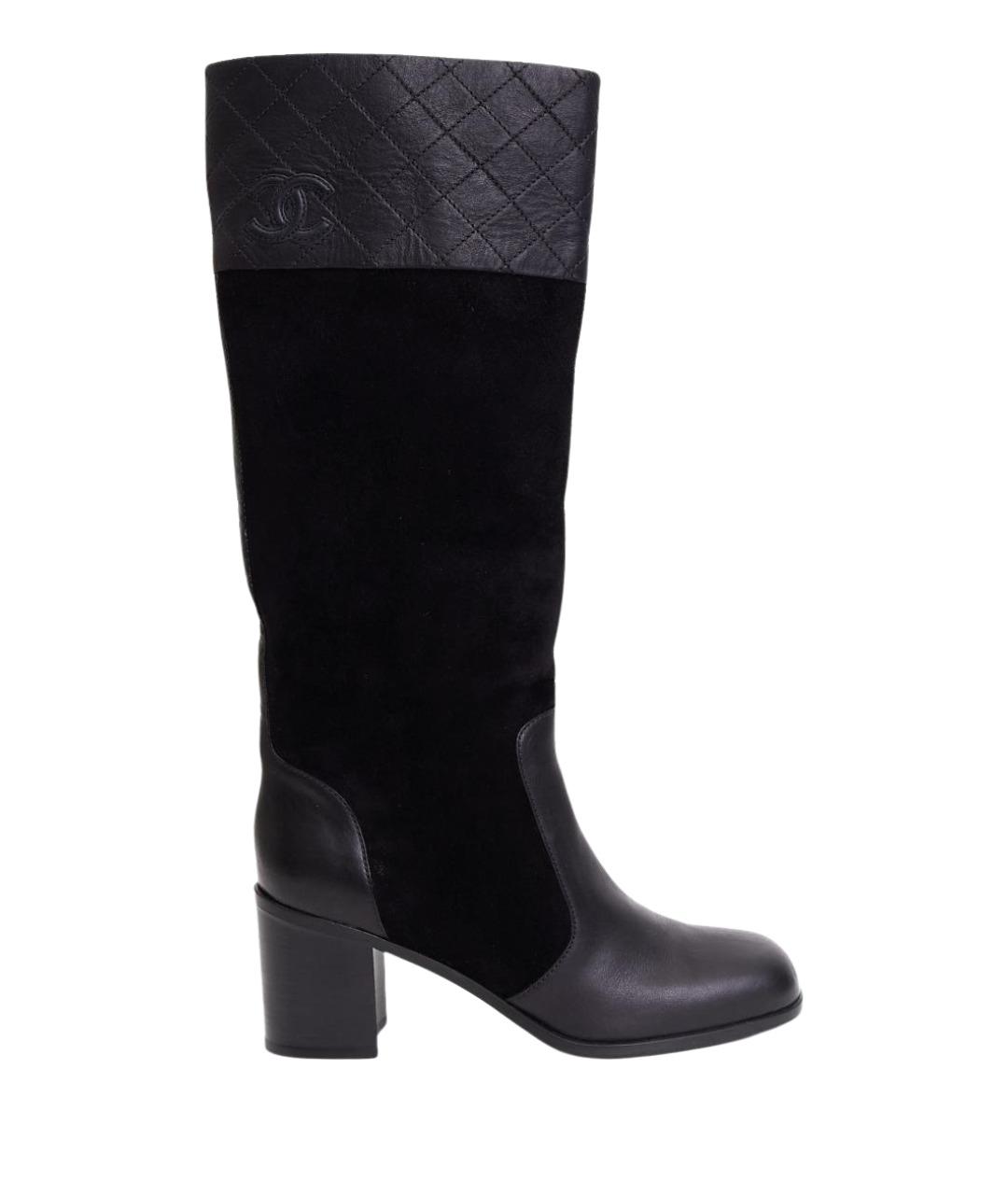 CHANEL Черные кожаные сапоги, фото 1
