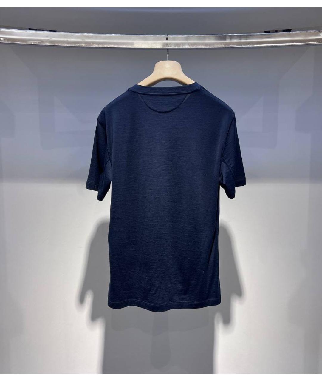 BRUNELLO CUCINELLI Темно-синяя хлопковая футболка, фото 2