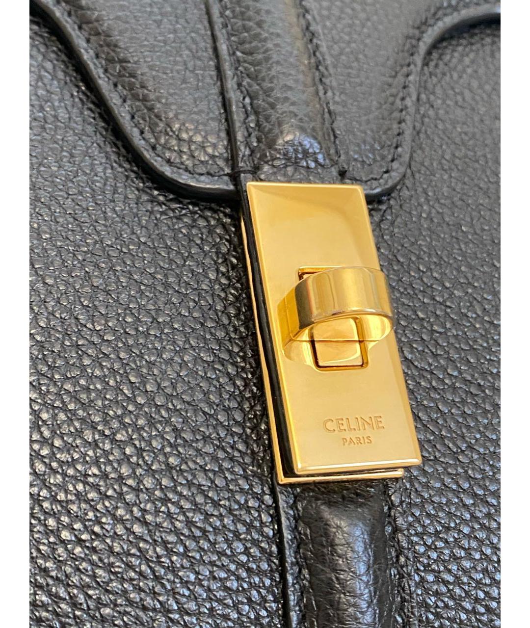 CELINE Черная кожаная сумка с короткими ручками, фото 4