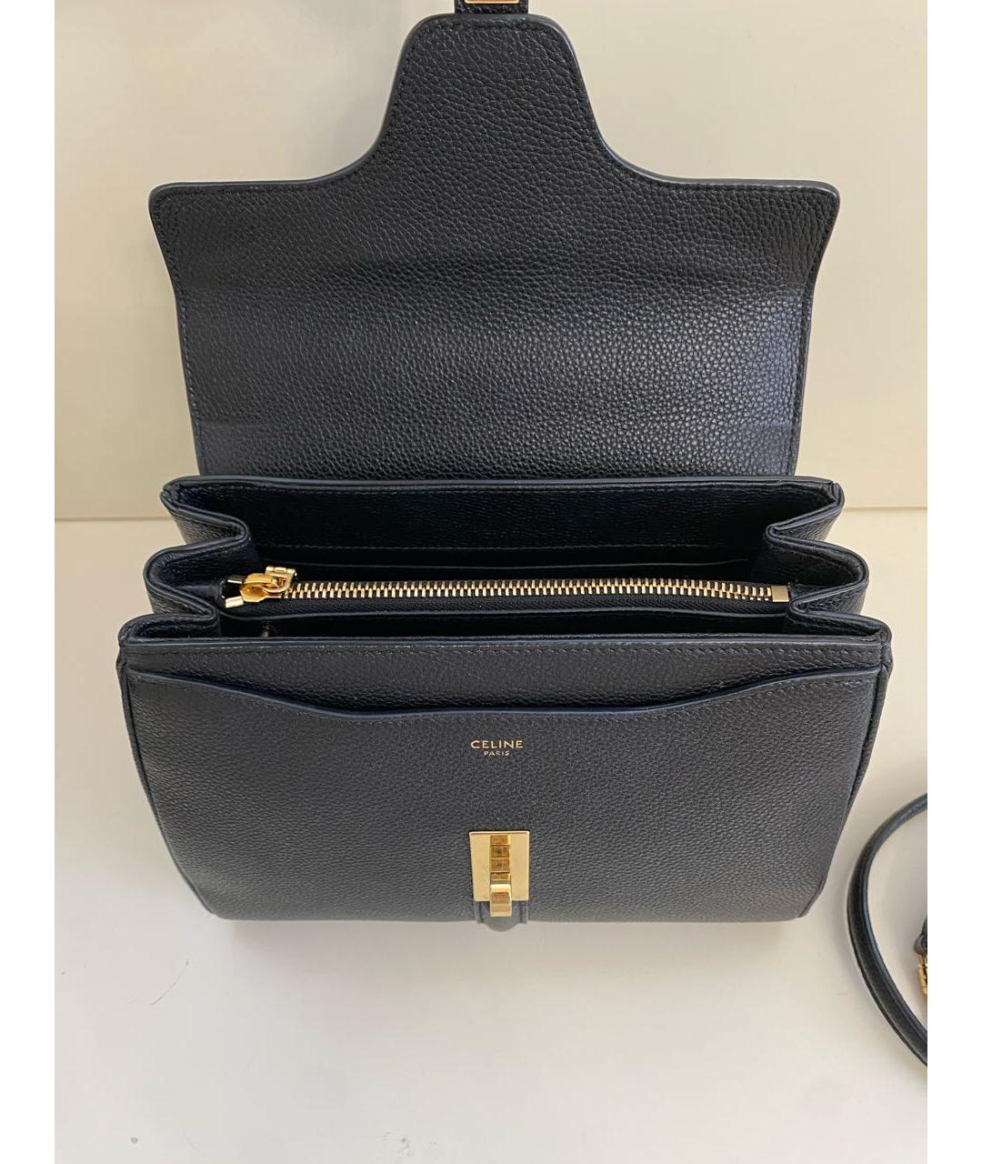 CELINE Черная кожаная сумка с короткими ручками, фото 6