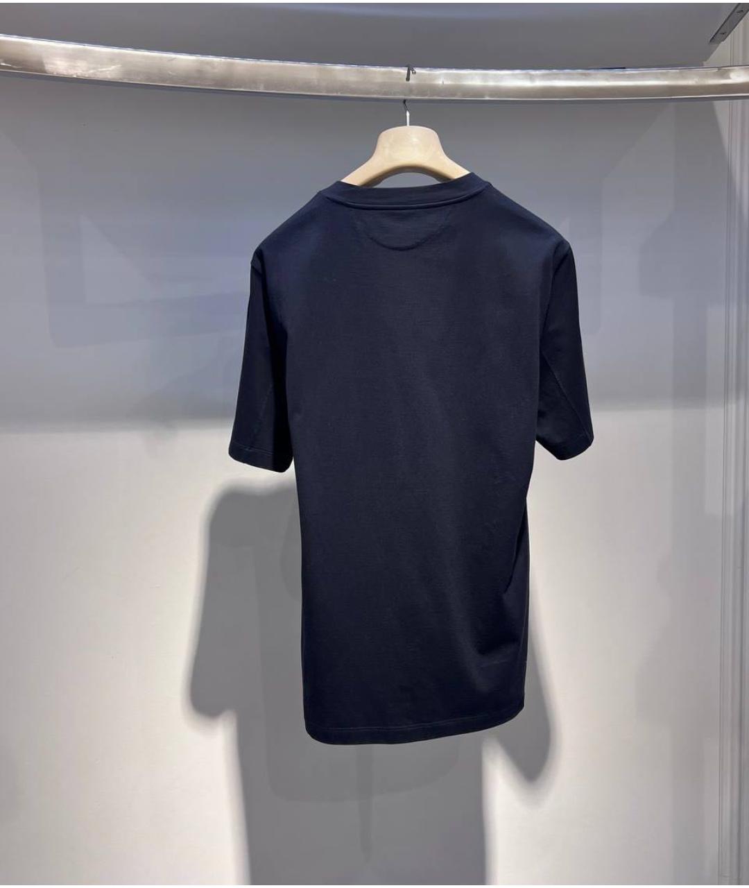 BRUNELLO CUCINELLI Синяя хлопковая футболка, фото 3