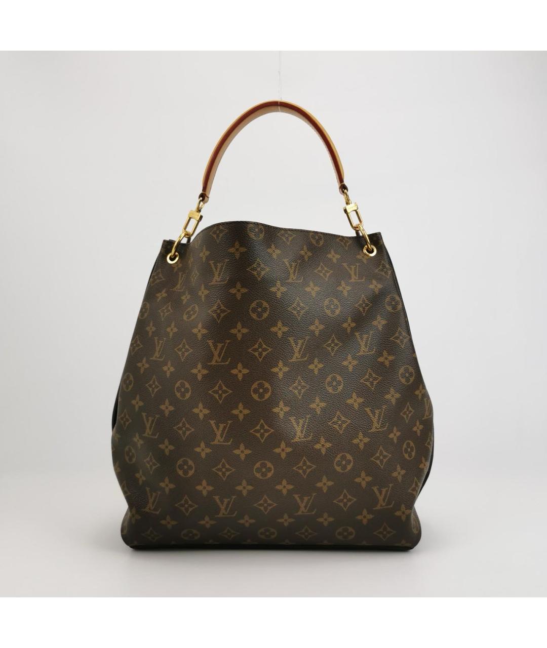 LOUIS VUITTON Коричневая кожаная сумка с короткими ручками, фото 4