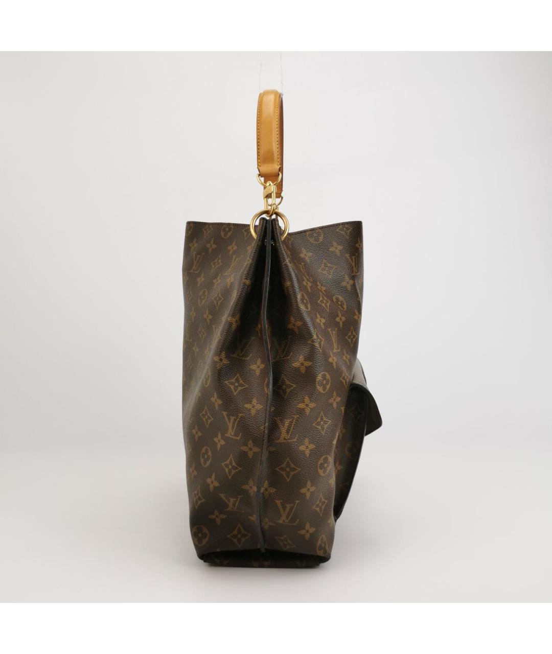 LOUIS VUITTON Коричневая кожаная сумка с короткими ручками, фото 3