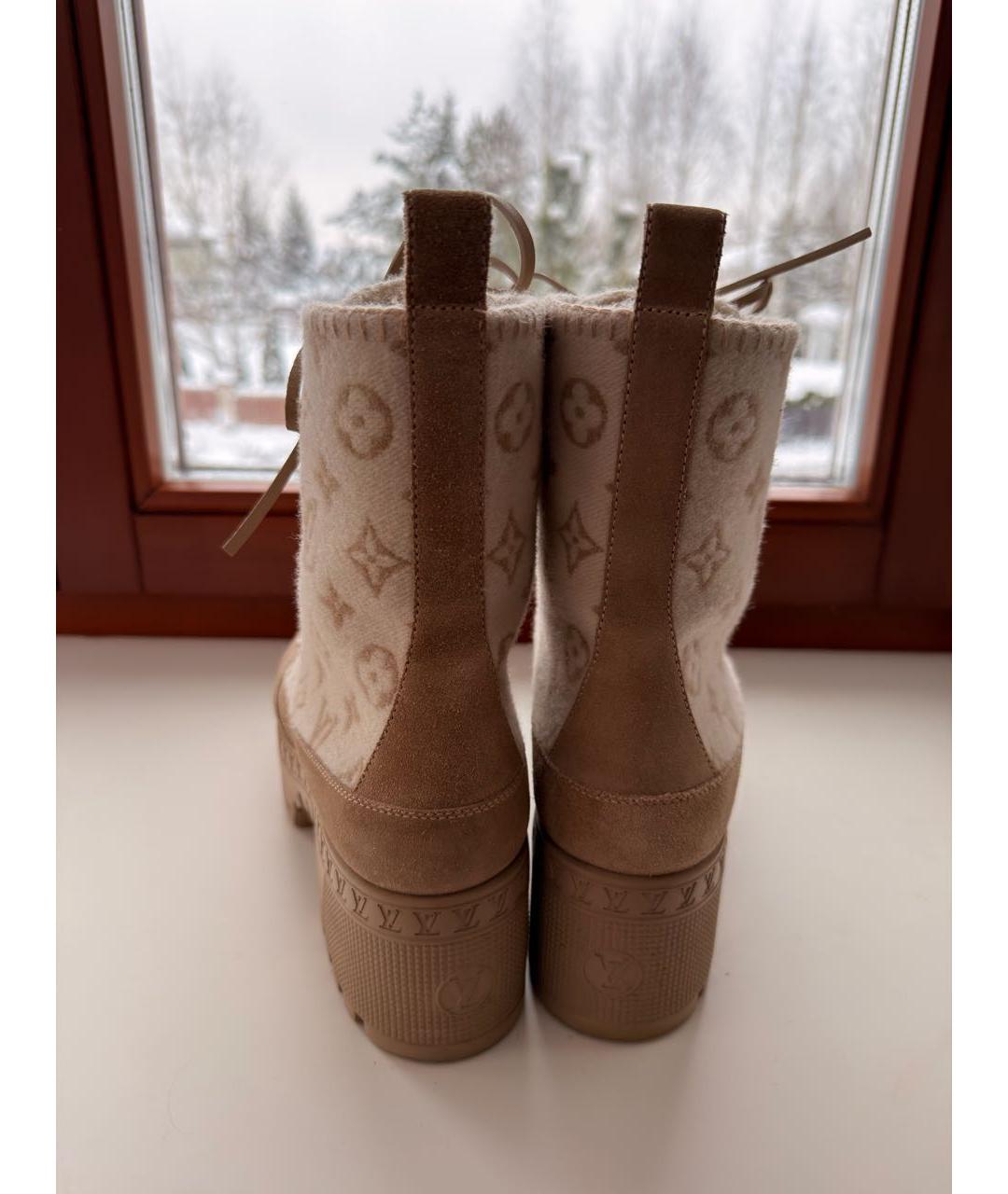 LOUIS VUITTON Бежевые текстильные ботинки, фото 4