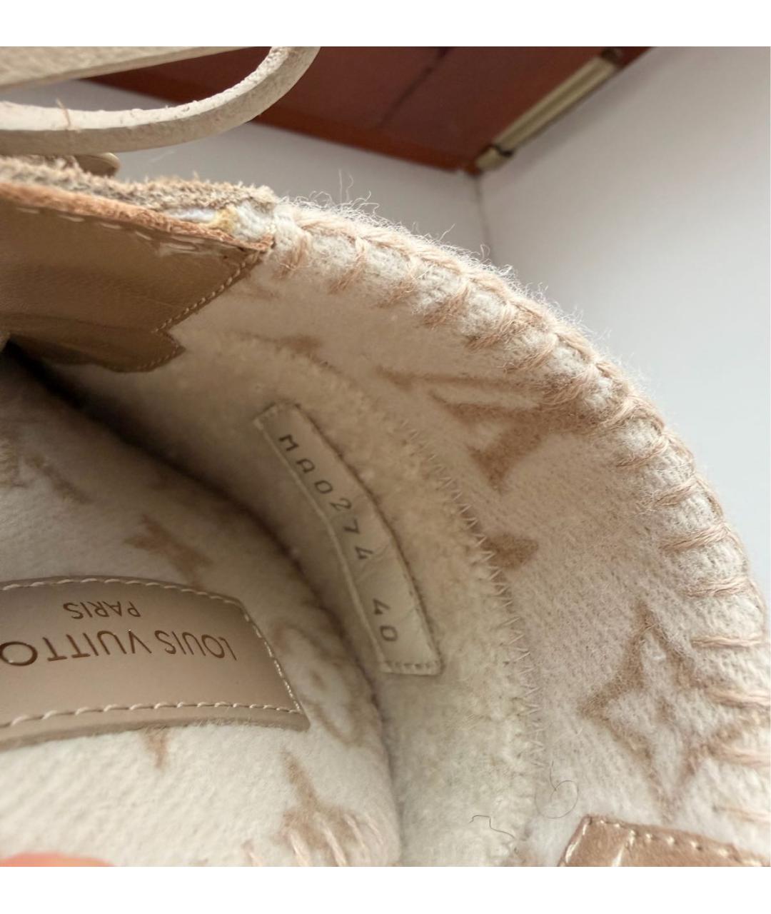 LOUIS VUITTON Бежевые текстильные ботинки, фото 6