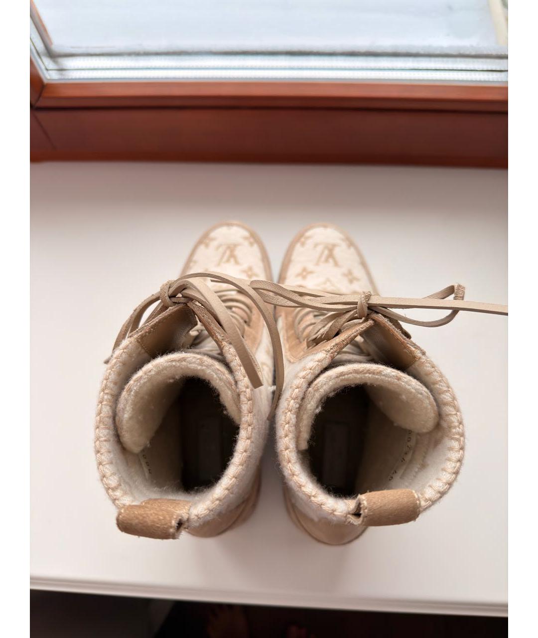 LOUIS VUITTON Бежевые текстильные ботинки, фото 3