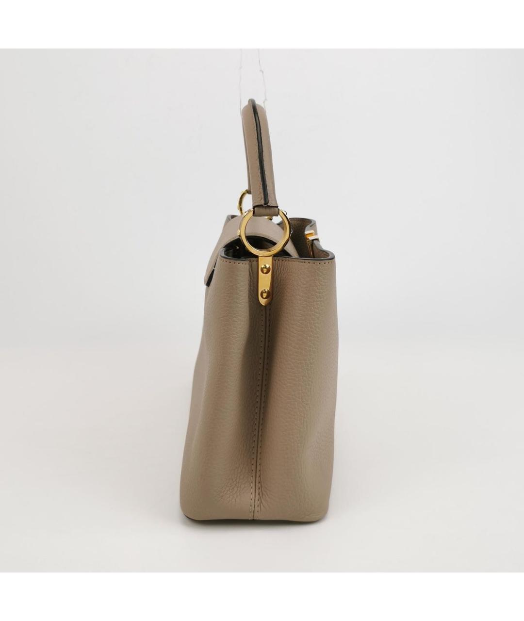 LOUIS VUITTON Бежевая кожаная сумка с короткими ручками, фото 3