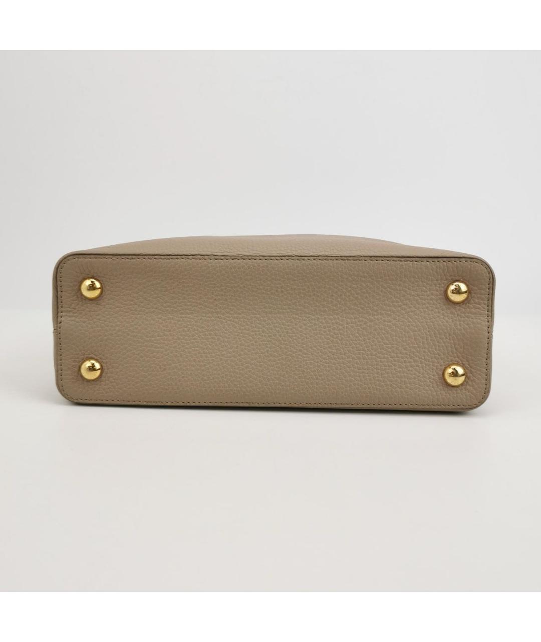 LOUIS VUITTON Бежевая кожаная сумка с короткими ручками, фото 4