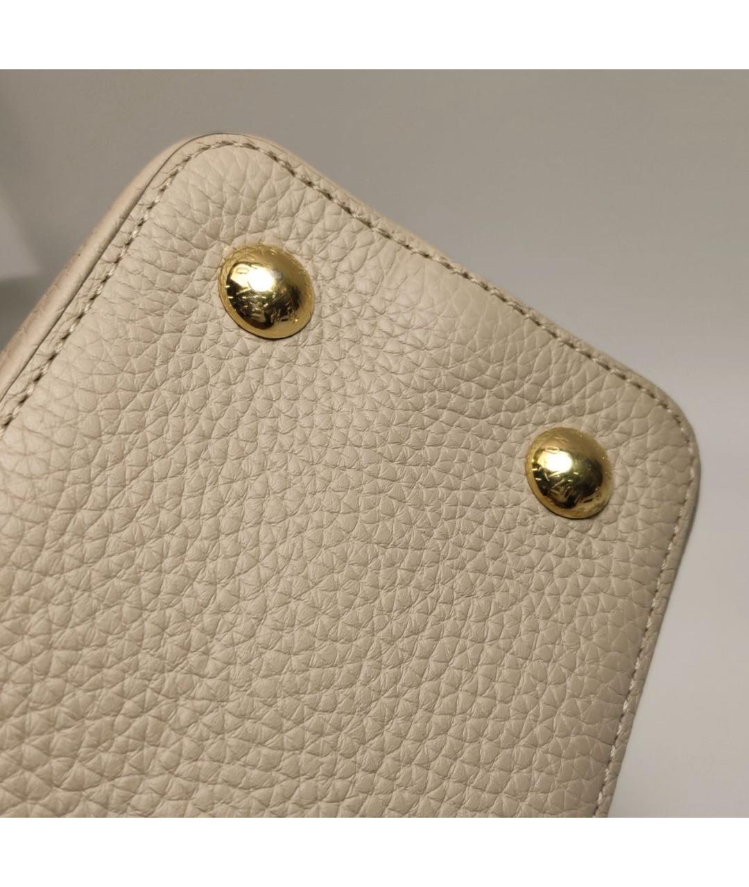 LOUIS VUITTON Бежевая кожаная сумка с короткими ручками, фото 7
