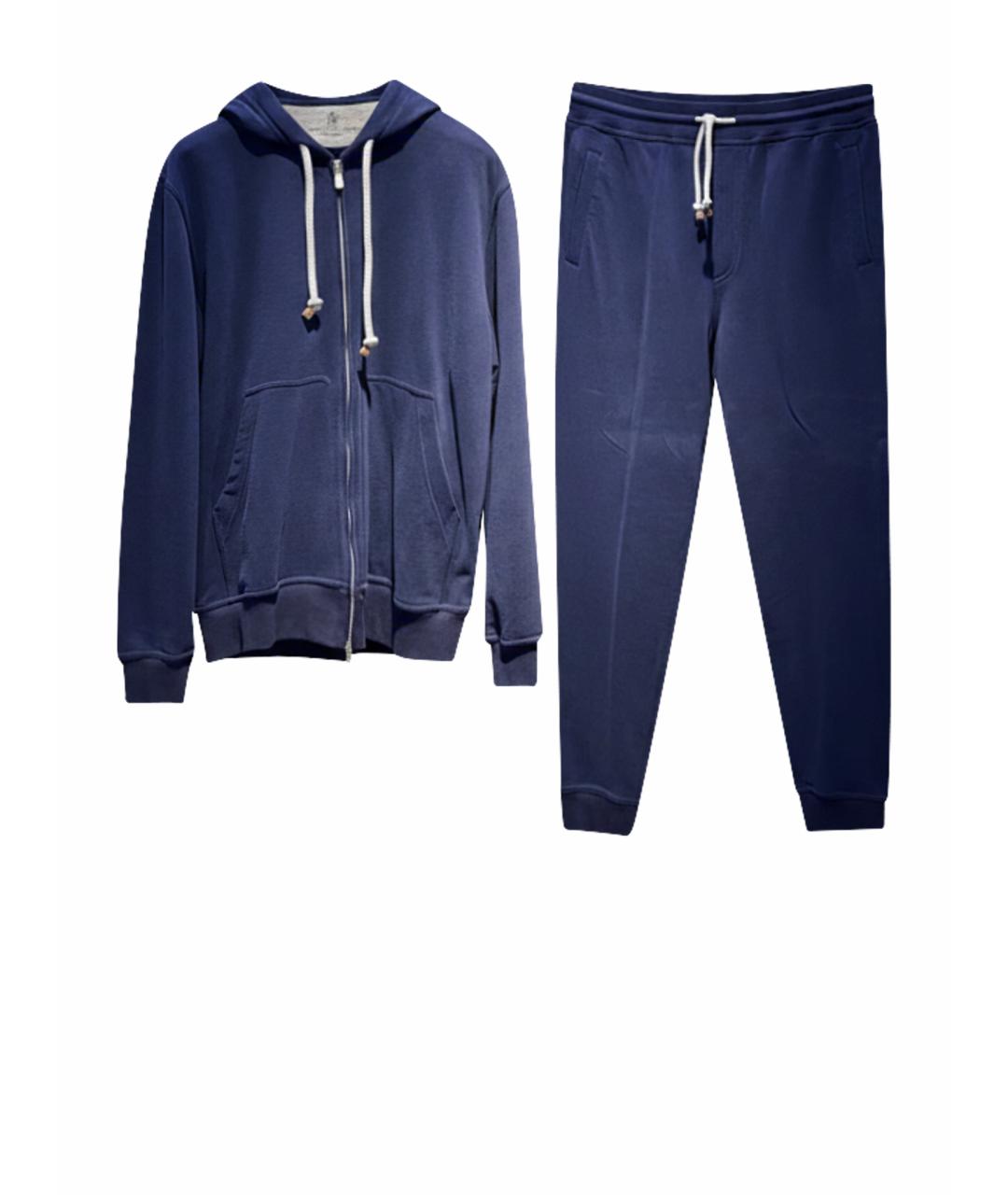 BRUNELLO CUCINELLI Темно-синий хлопковый спортивный костюм, фото 4