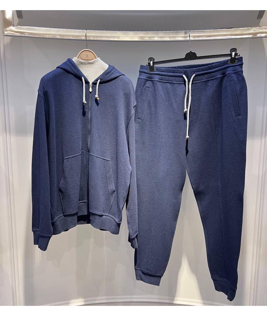 BRUNELLO CUCINELLI Темно-синий хлопковый спортивный костюм, фото 3