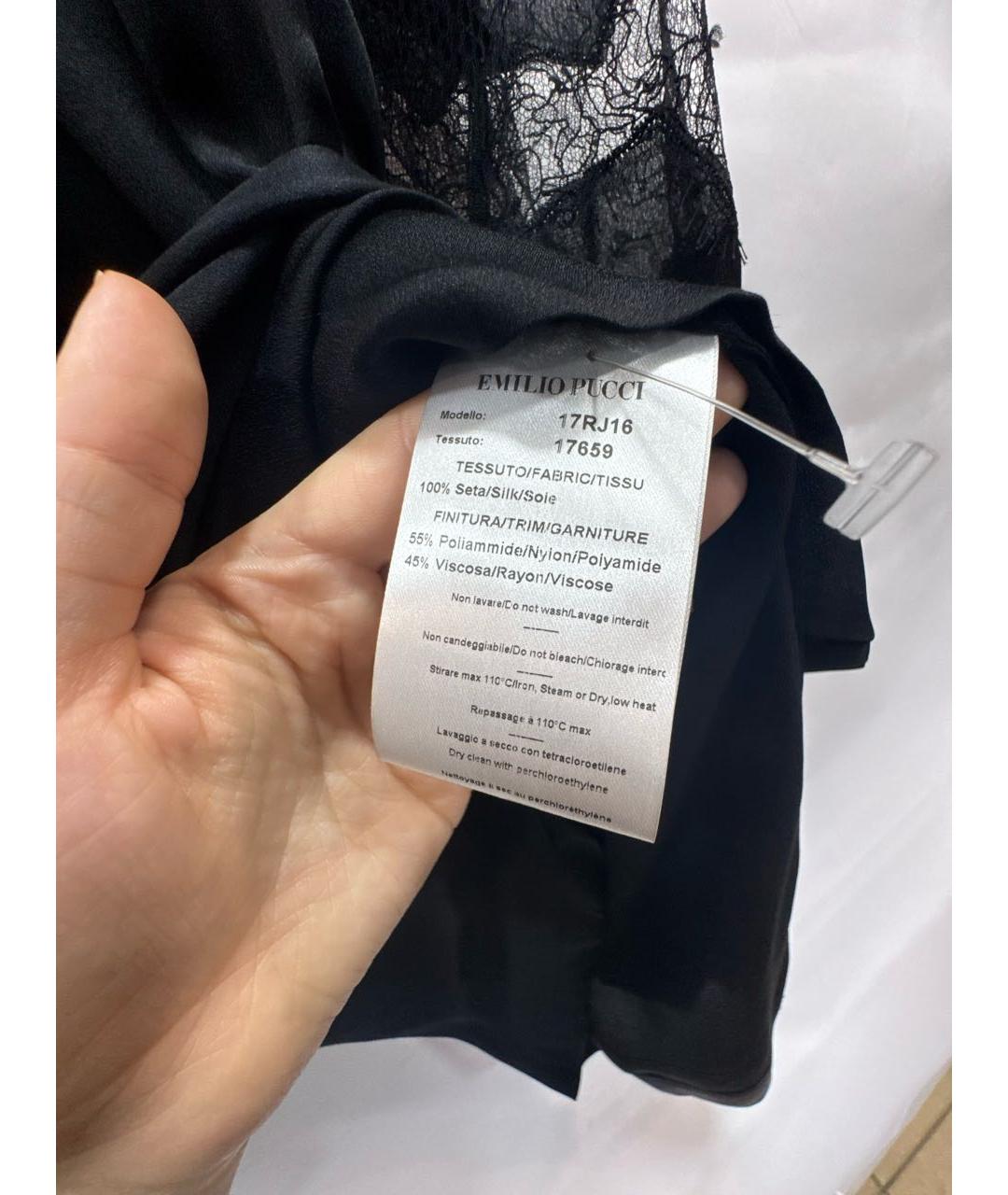 EMILIO PUCCI Черная шифоновая блузы, фото 8