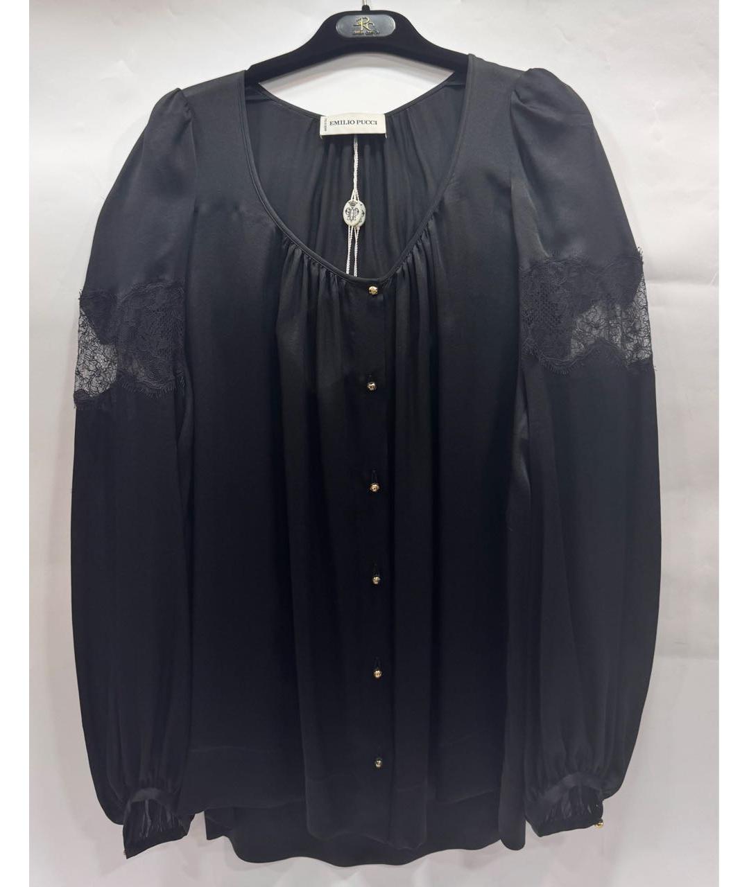 EMILIO PUCCI Черная шифоновая блузы, фото 9