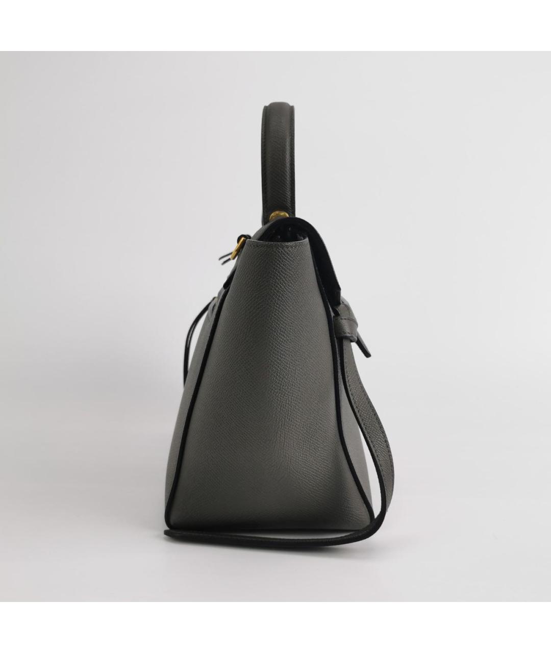 CELINE Антрацитовая кожаная сумка через плечо, фото 3