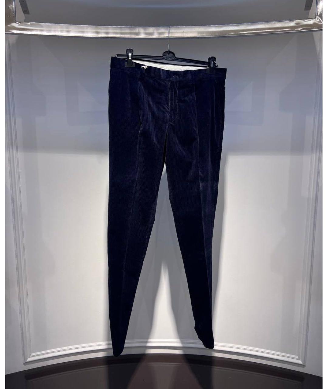 BRUNELLO CUCINELLI Темно-синие хлопковые классические брюки, фото 3