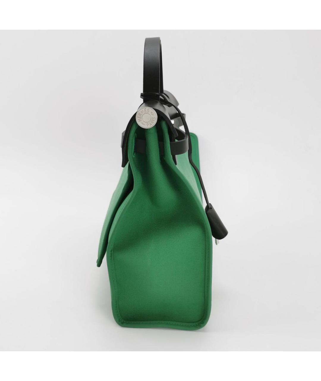 HERMES Зеленая кожаная сумка с короткими ручками, фото 3
