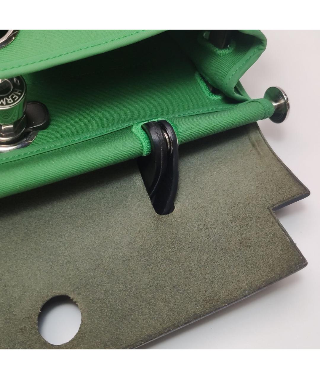 HERMES Зеленая кожаная сумка с короткими ручками, фото 7