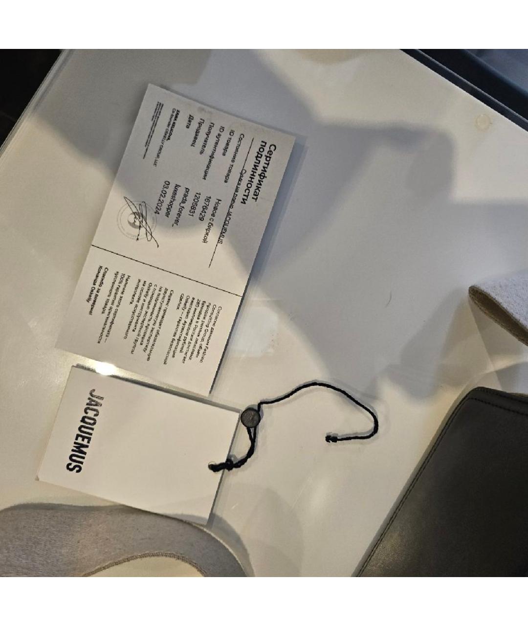 JACQUEMUS Черная кожаная сумка на плечо, фото 5