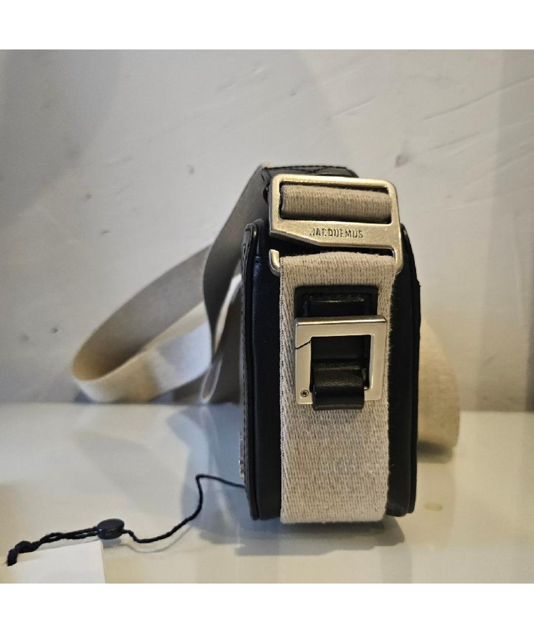 JACQUEMUS Черная кожаная сумка на плечо, фото 2