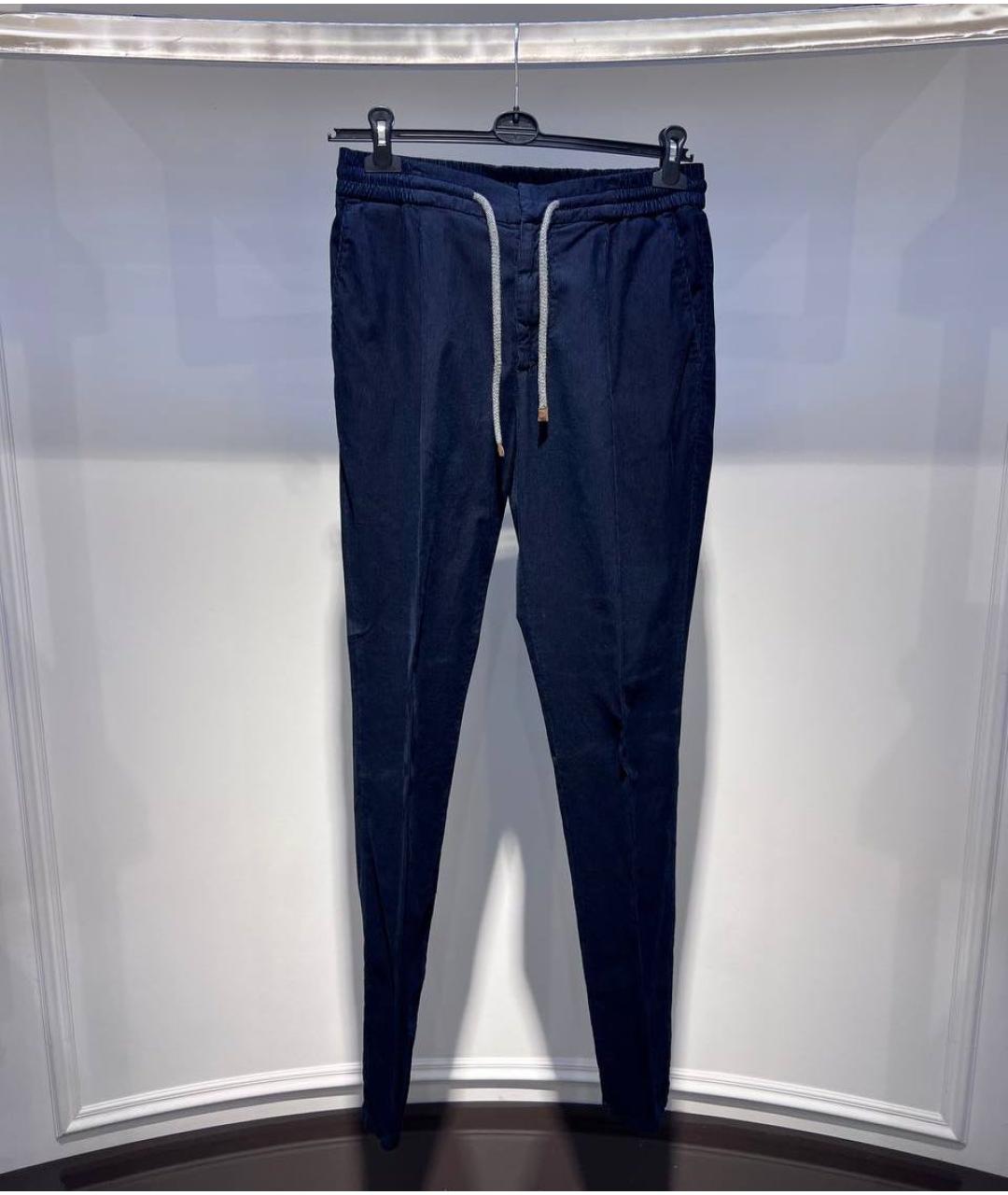 BRUNELLO CUCINELLI Темно-синие хлопковые повседневные брюки, фото 3