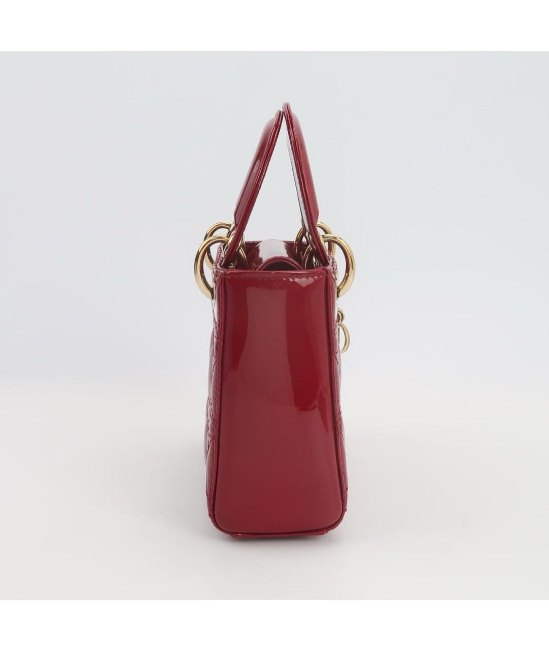 CHRISTIAN DIOR Красная сумка с короткими ручками из лакированной кожи, фото 3