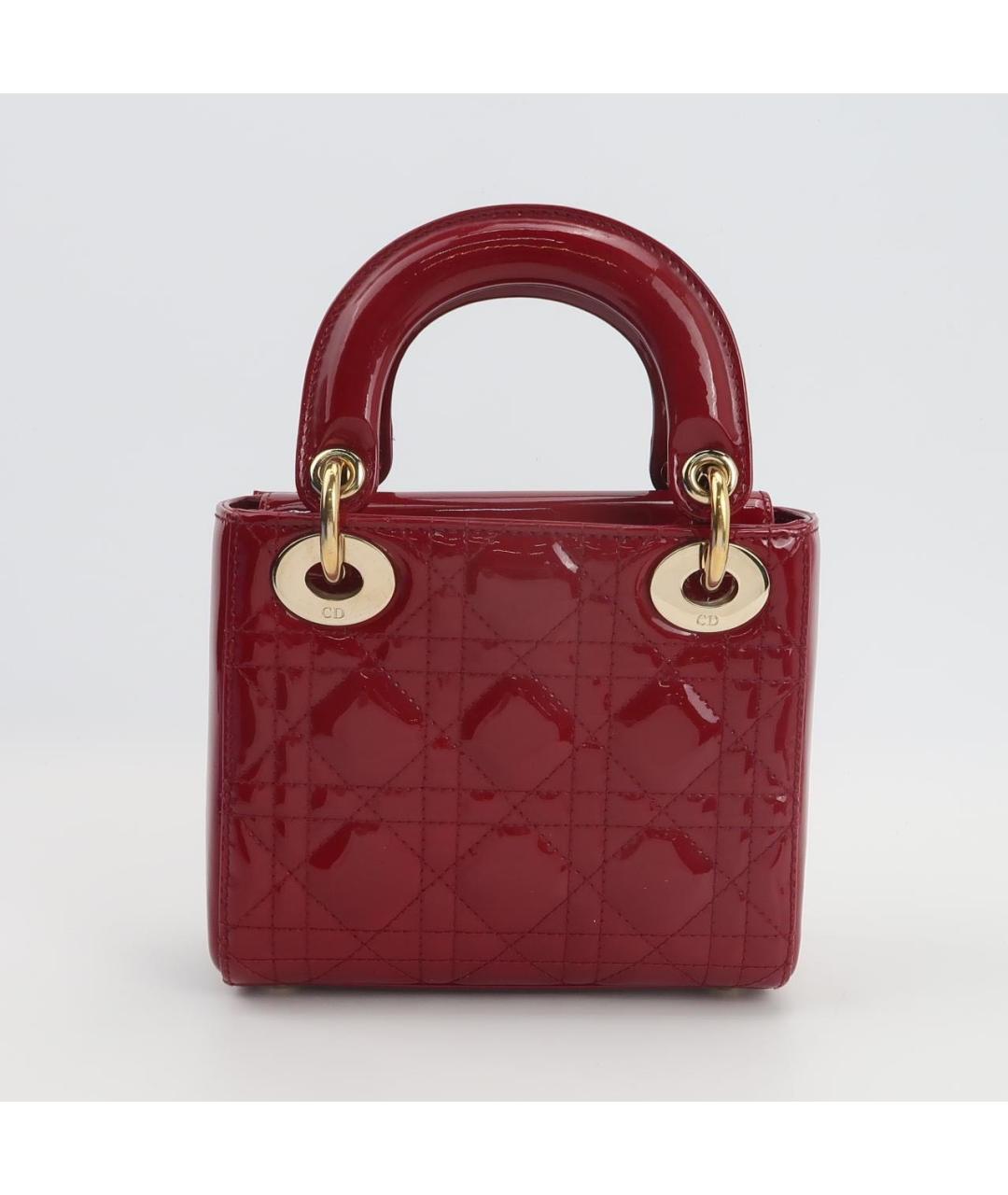 CHRISTIAN DIOR Красная сумка с короткими ручками из лакированной кожи, фото 4