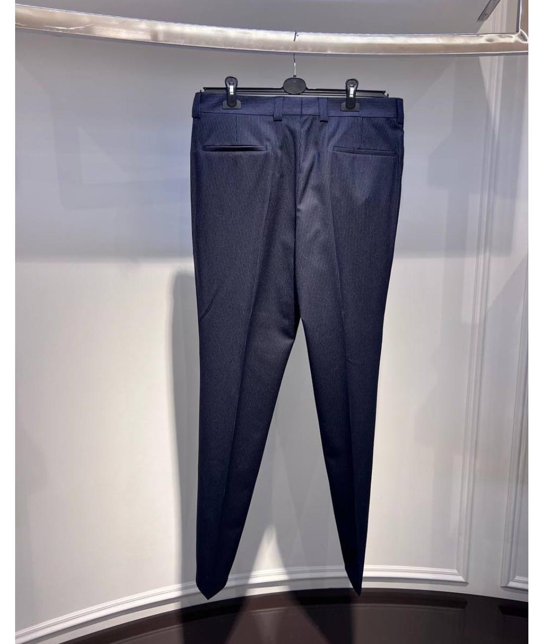 BRUNELLO CUCINELLI Темно-синие хлопковые классические брюки, фото 2
