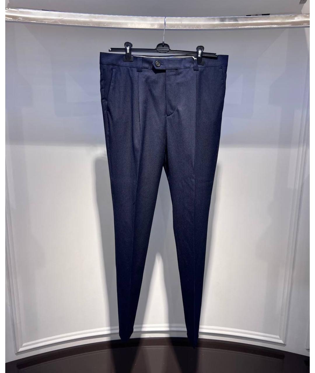 BRUNELLO CUCINELLI Темно-синие хлопковые классические брюки, фото 3