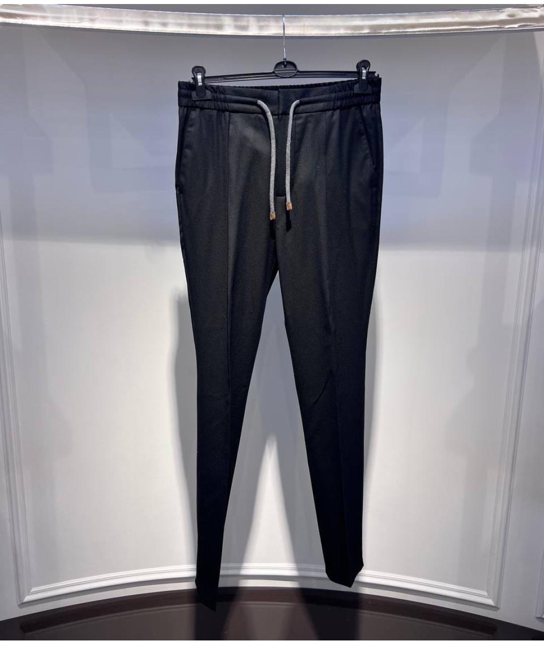 BRUNELLO CUCINELLI Черные шерстяные повседневные брюки, фото 3