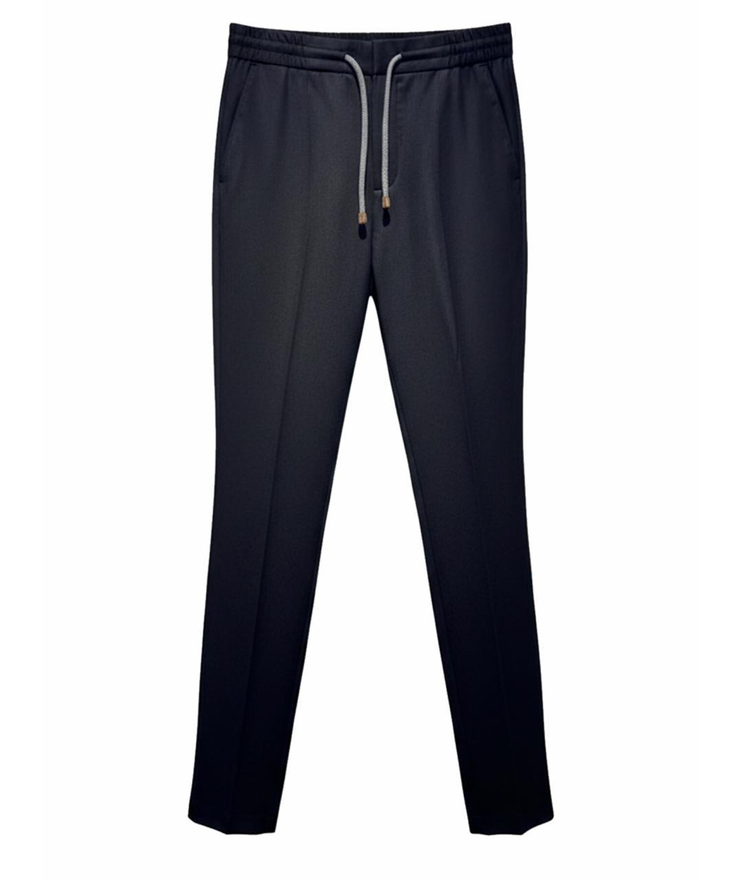 BRUNELLO CUCINELLI Черные шерстяные повседневные брюки, фото 1