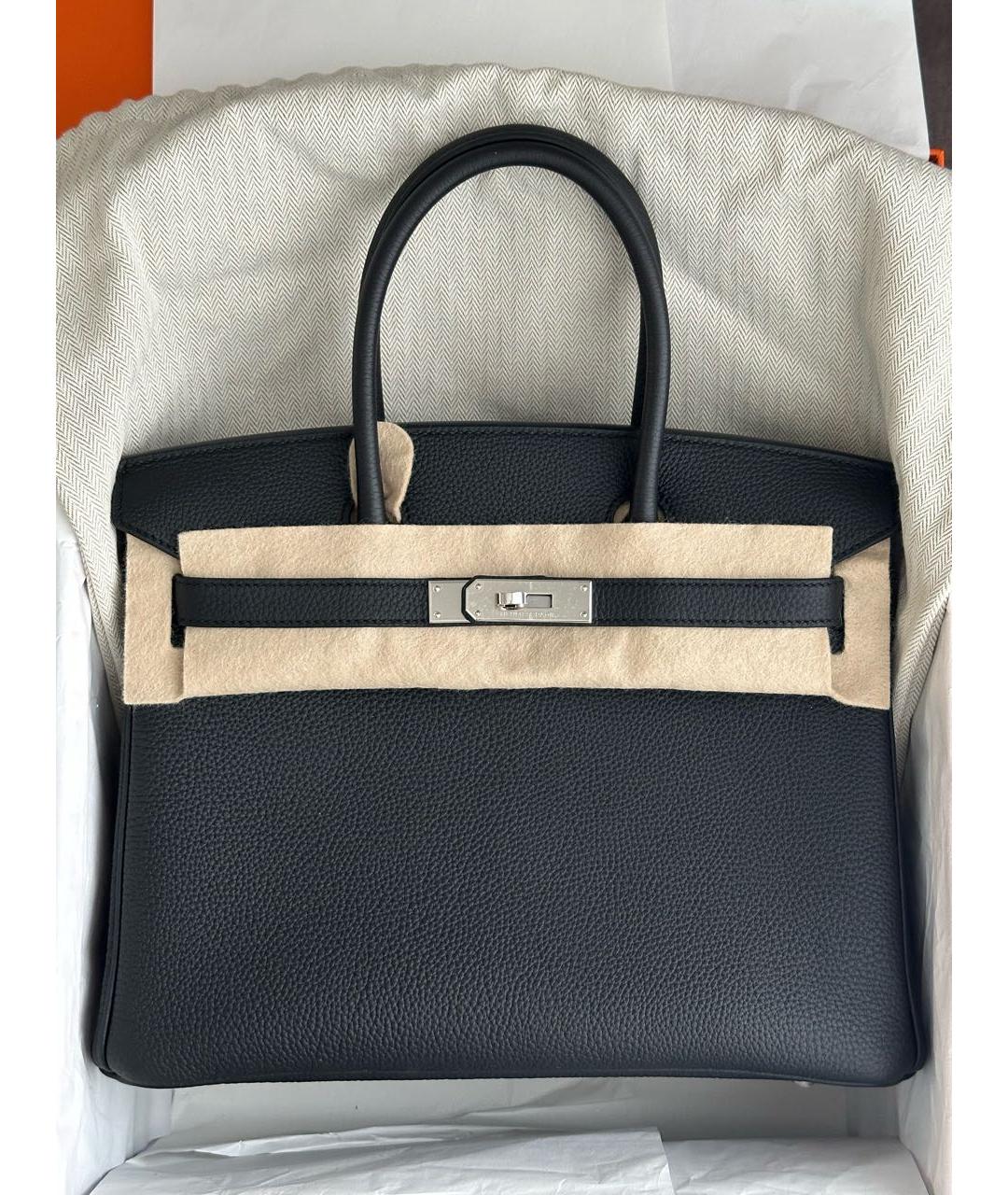 HERMES Черная кожаная сумка с короткими ручками, фото 2