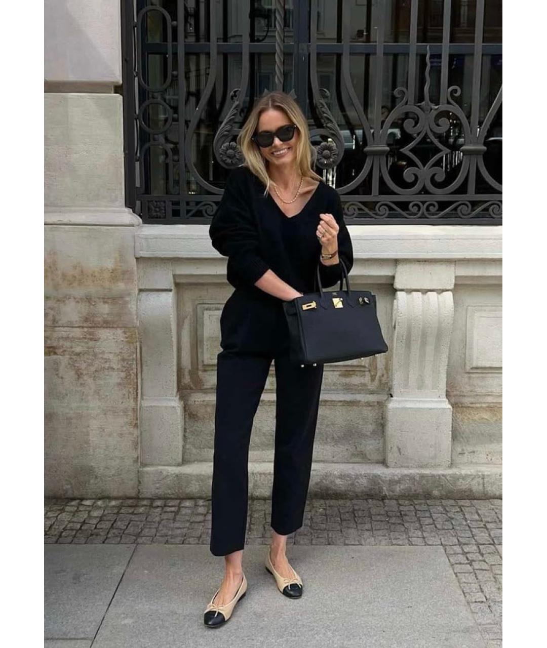 HERMES Черная кожаная сумка с короткими ручками, фото 5