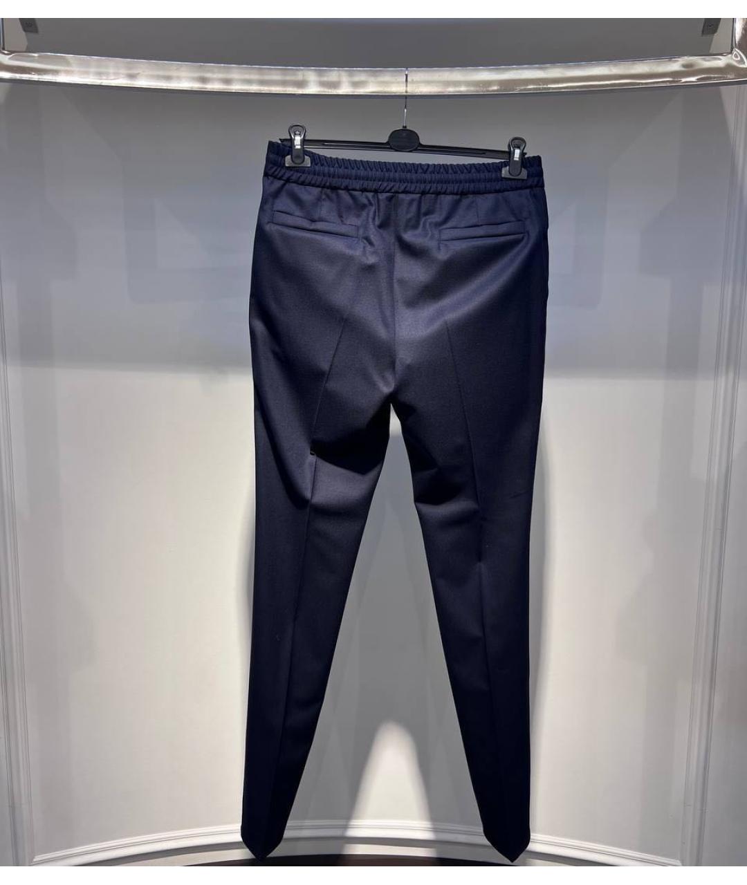 BRUNELLO CUCINELLI Темно-синие шерстяные классические брюки, фото 2