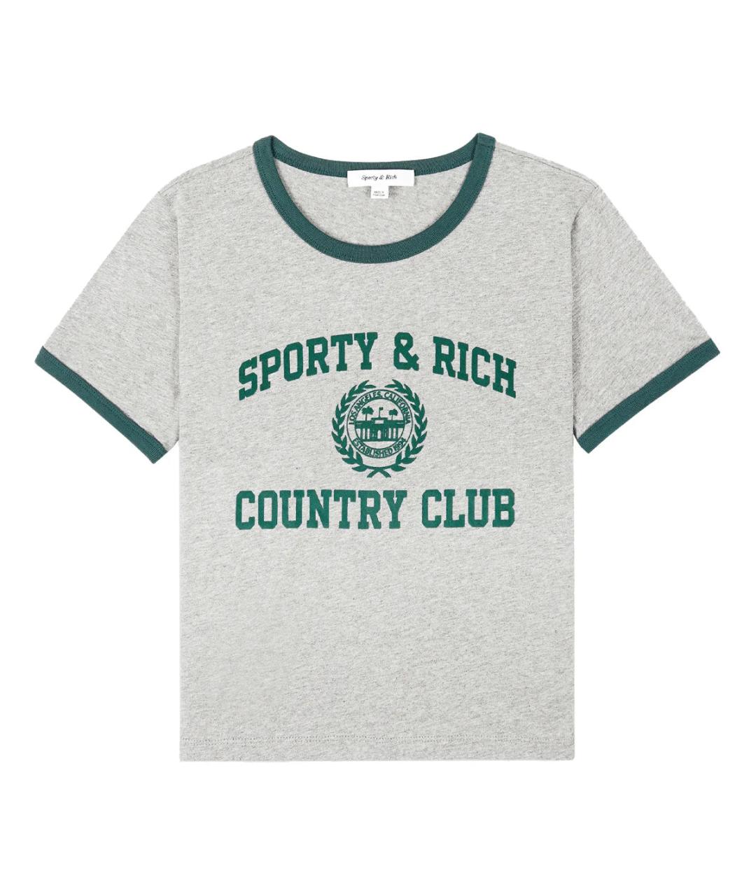 SPORTY AND RICH Серая хлопковая футболка, фото 1