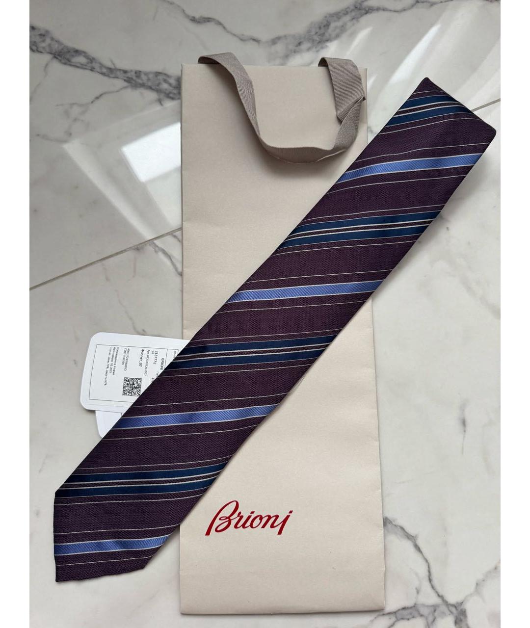 BRIONI Бордовый шелковый галстук, фото 9