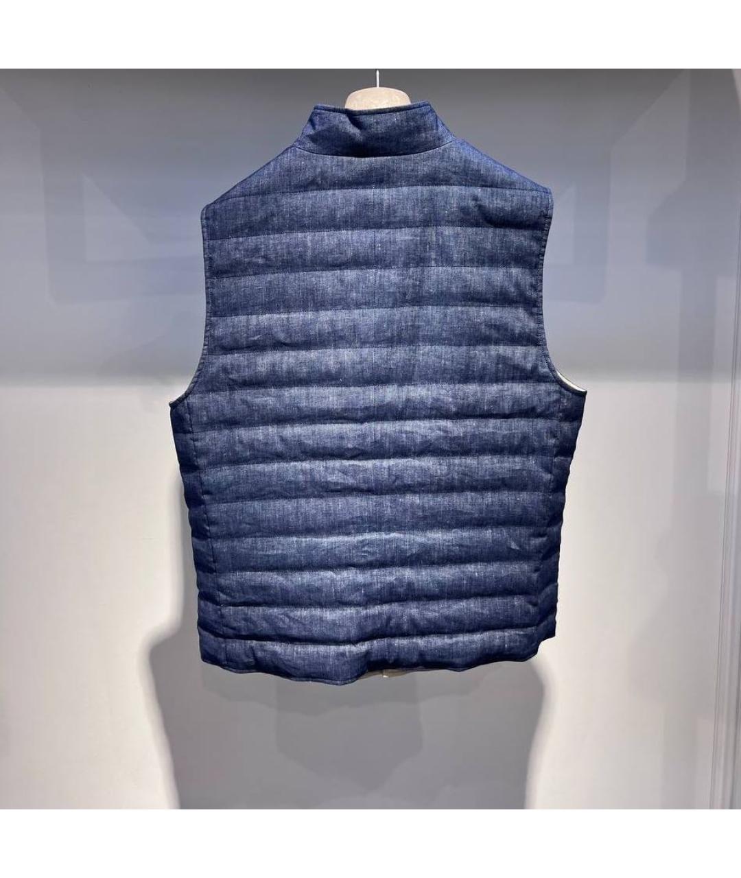 BRUNELLO CUCINELLI Синий льняной жилет, фото 3