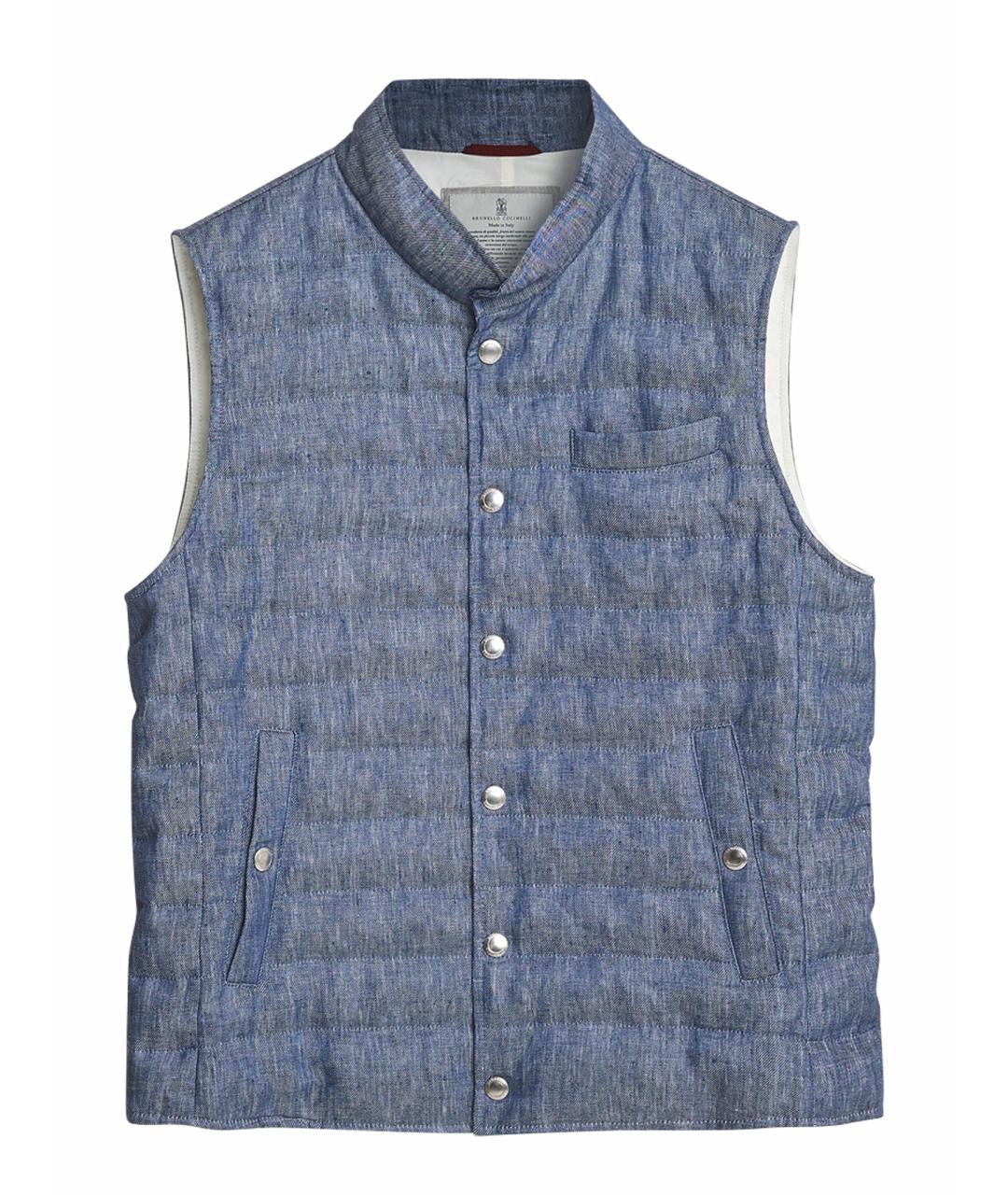 BRUNELLO CUCINELLI Синий льняной жилет, фото 1