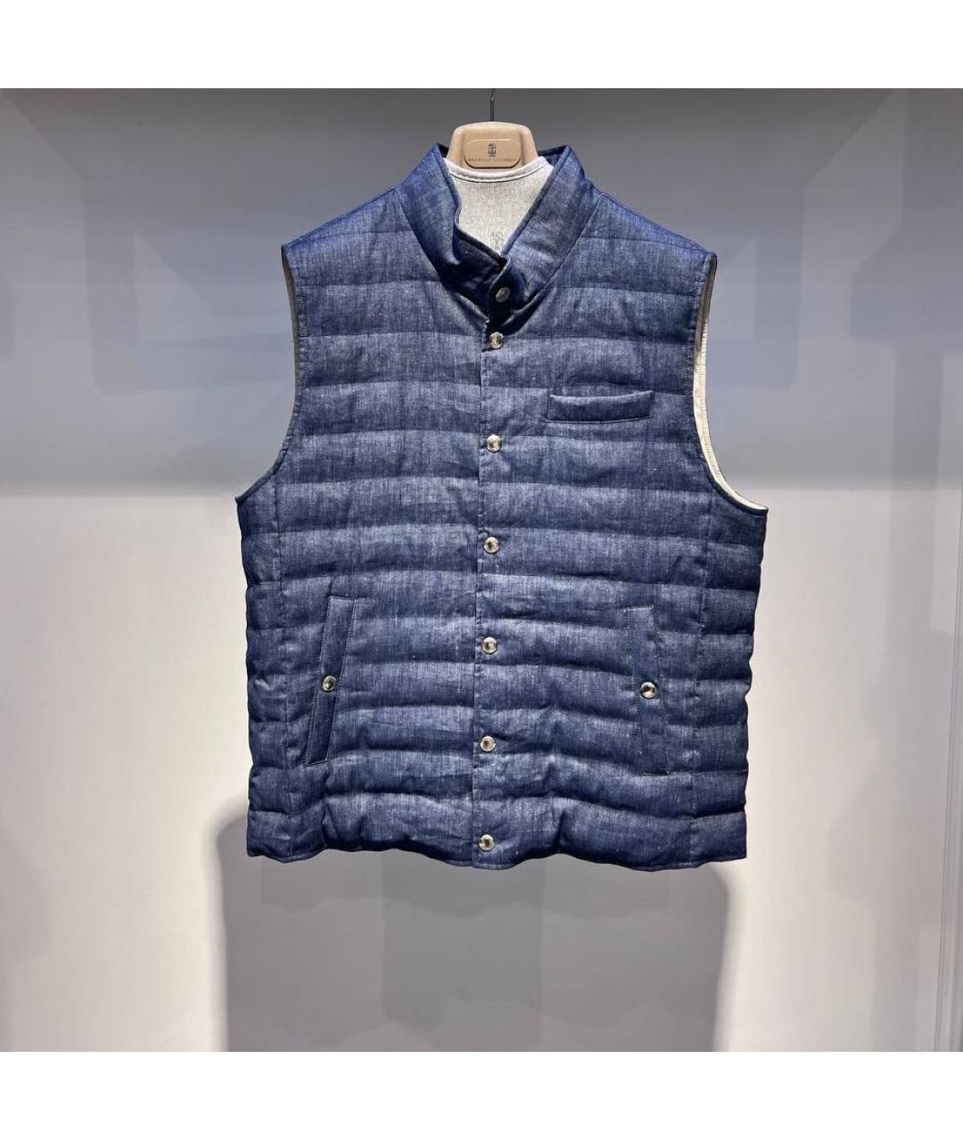 BRUNELLO CUCINELLI Синий льняной жилет, фото 2