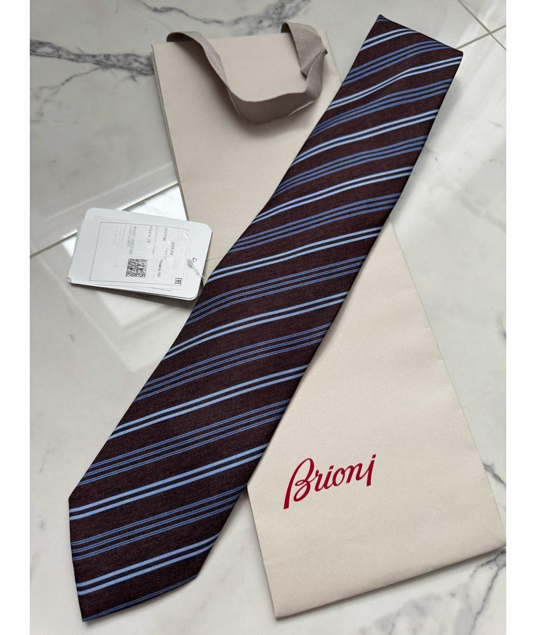 BRIONI Бордовый шелковый галстук, фото 9