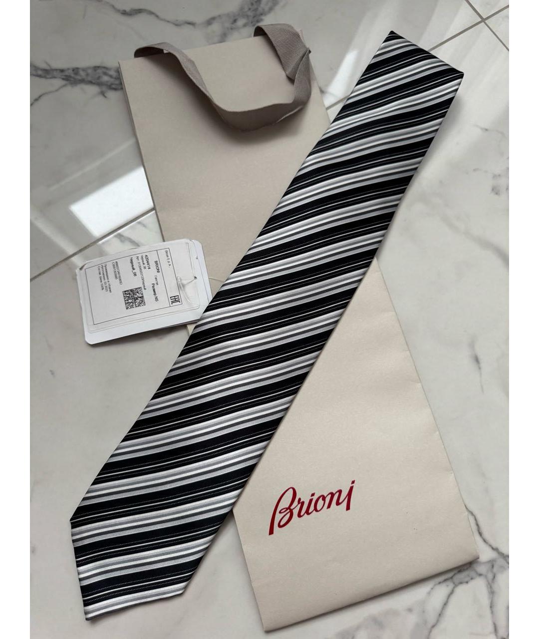 BRIONI Черный шелковый галстук, фото 7